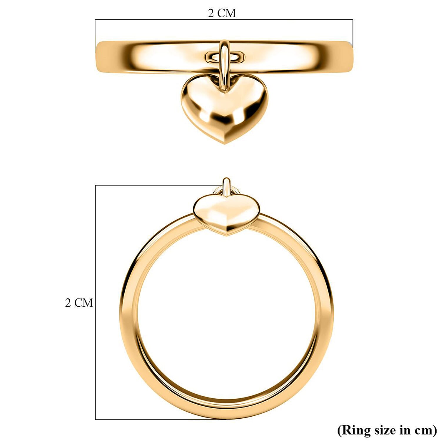 Sterling Silver Band Ring with Heart Charm