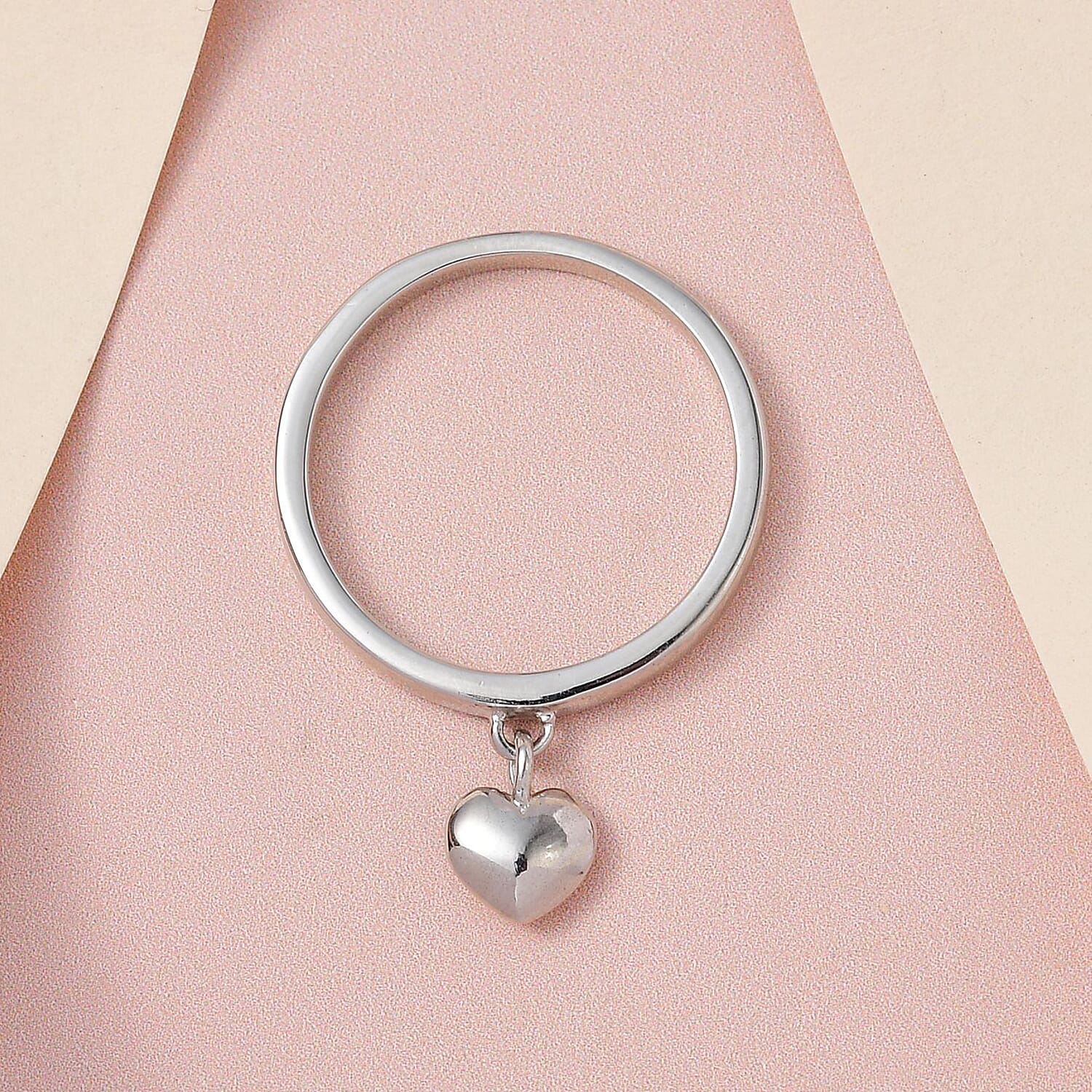 Sterling Silver Band Ring with Heart Charm