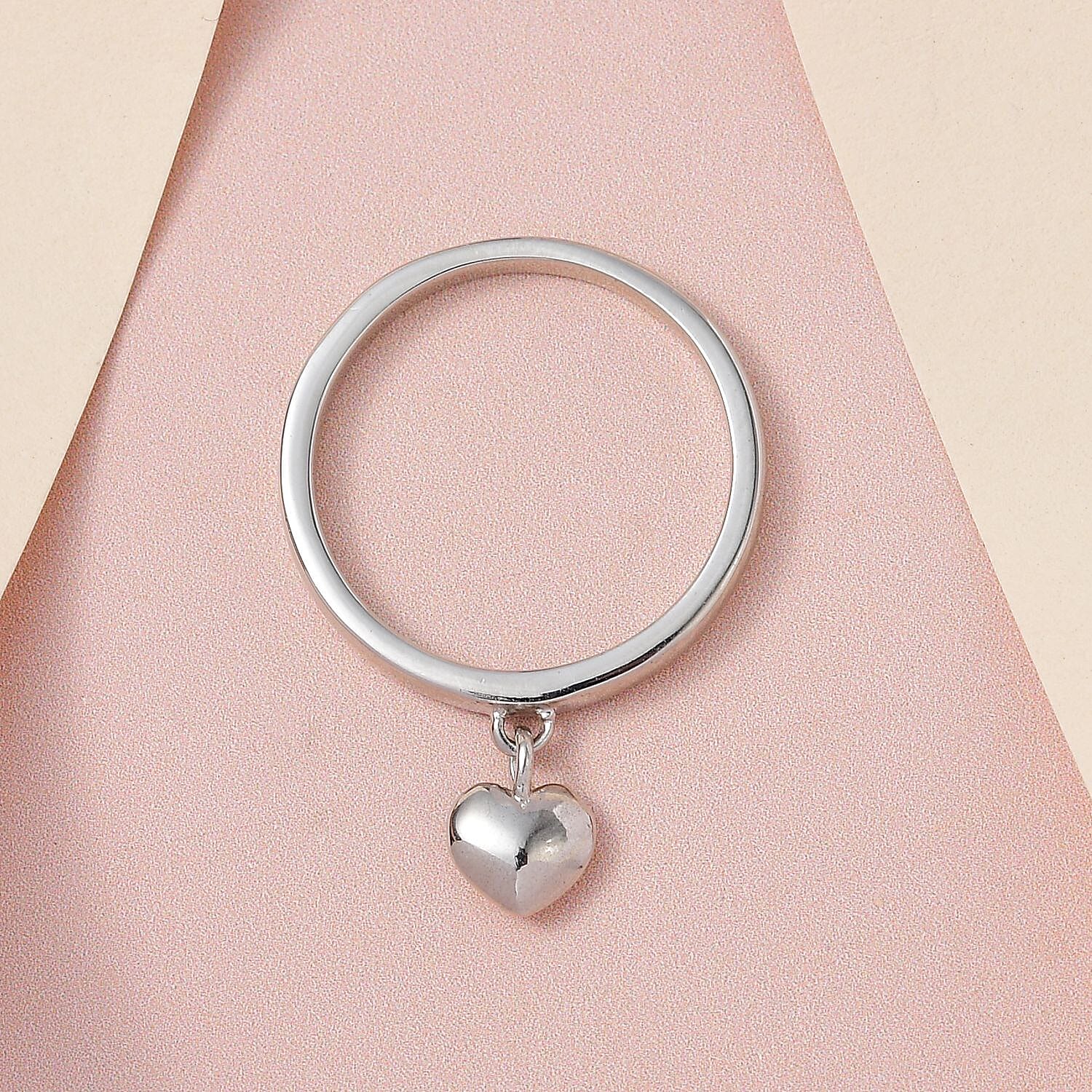 Sterling Silver Band Ring with Heart Charm