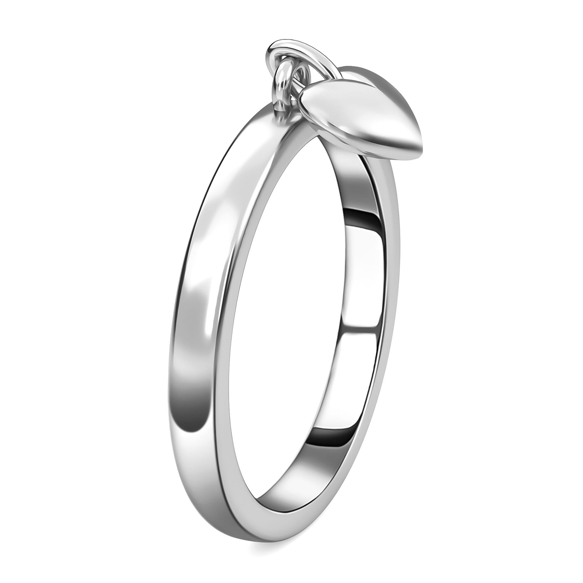Sterling Silver Band Ring with Heart Charm