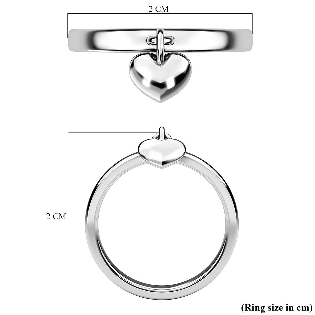 Sterling Silver Band Ring with Heart Charm