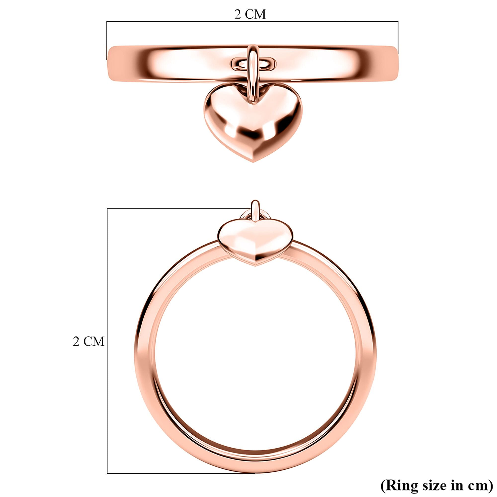Sterling Silver Band Ring with Heart Charm