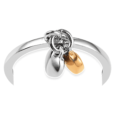 Platinum and Yellow Gold Overlay Sterling Silver Double Heart Ring Platinum and Yellow Gold Overlay Sterling Silver Double Heart Ring