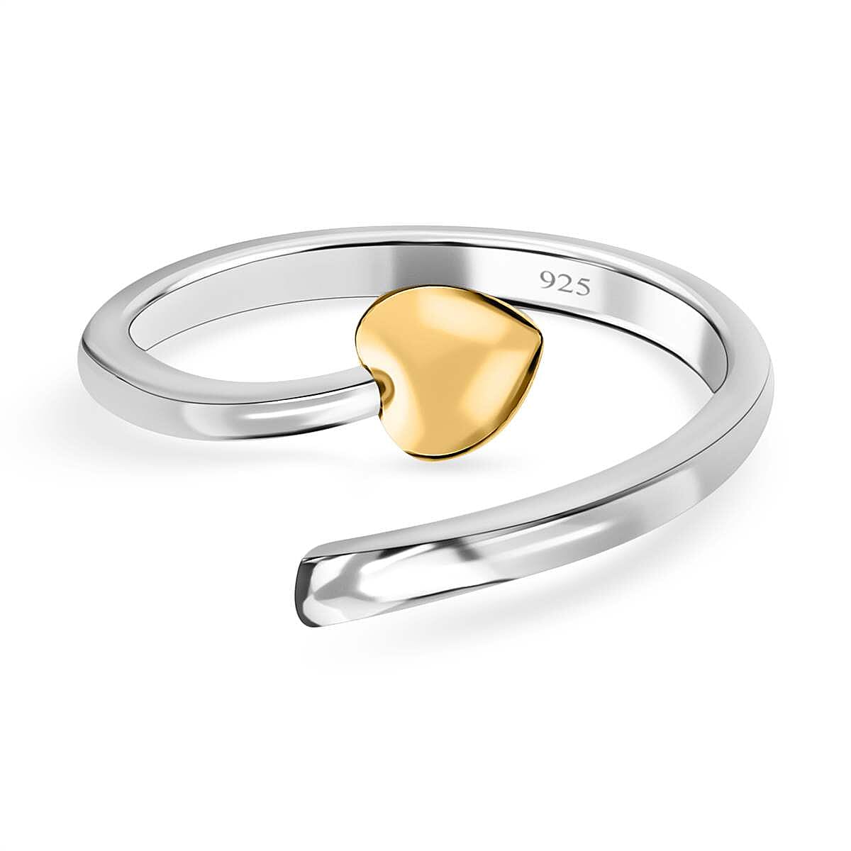 Platinum and Yellow Gold Overlay Sterling Silver Adjustable Ring