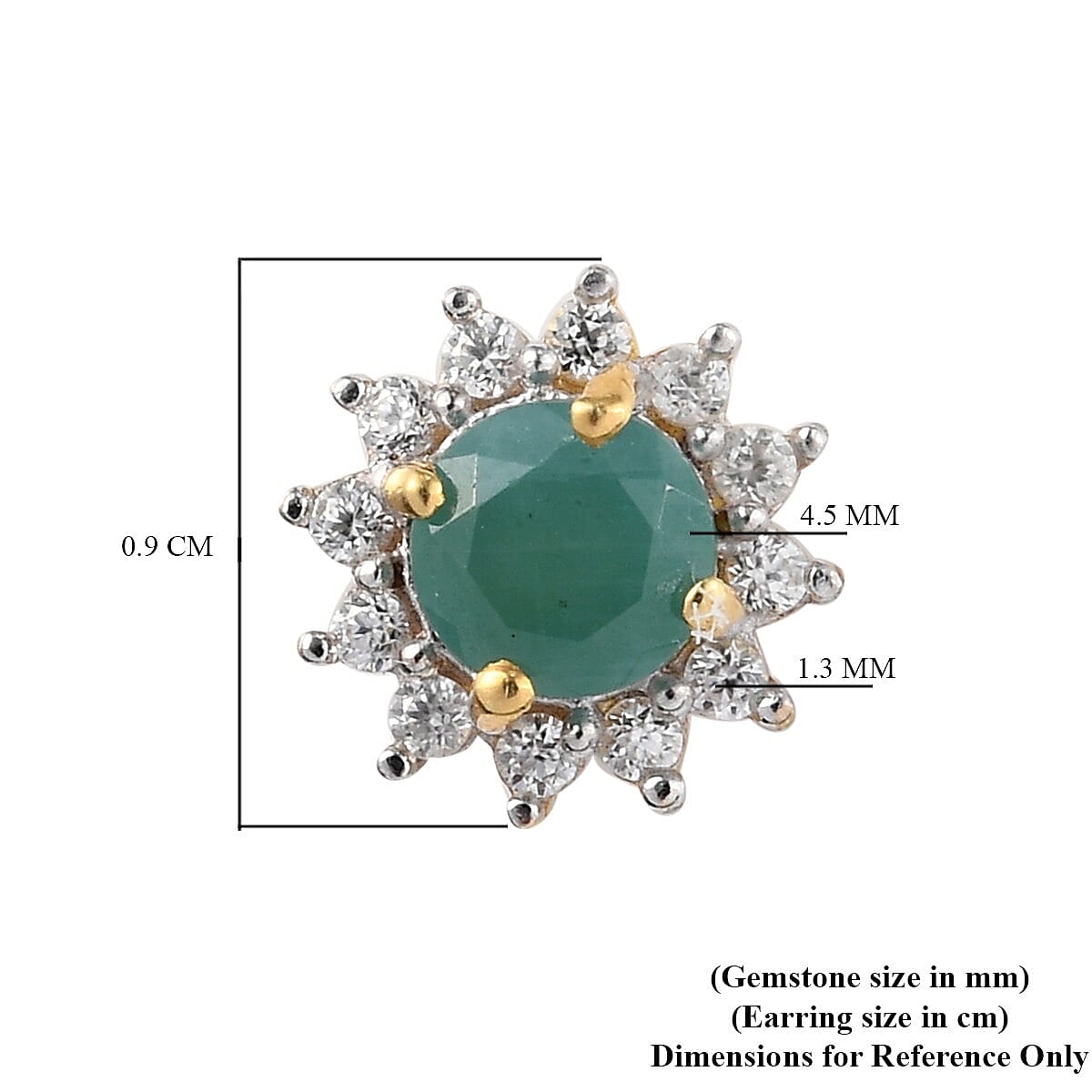 Grandidierite and Natural Cambodian Zircon Starburst Halo Stud Earrings (with Push Back) in 14K Gold Overlay Sterling Silver 1.24 Ct.