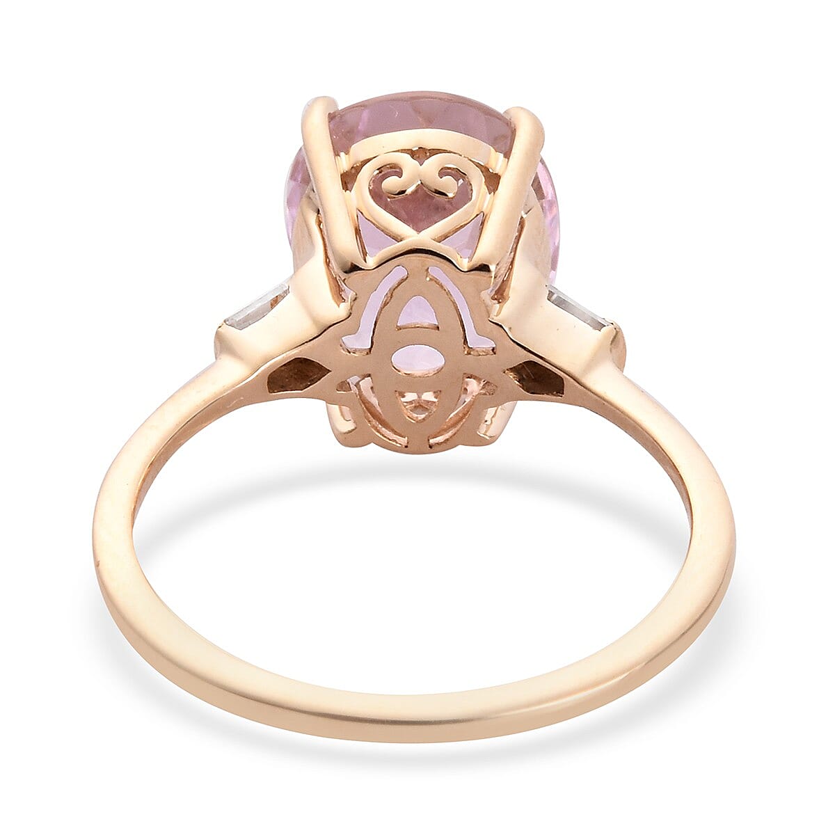 9K Yellow Gold  Martha Rocha Kunzite and White Diamond Ring 5.10 Ct.