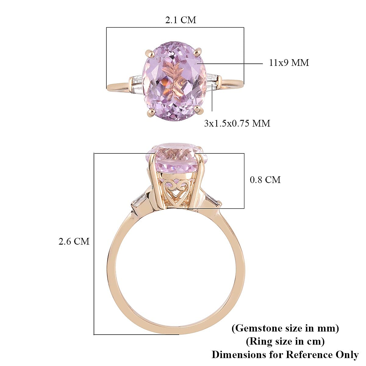 9K Yellow Gold  Martha Rocha Kunzite and White Diamond Ring 5.10 Ct.