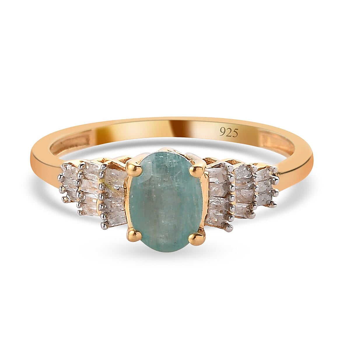 Grandidierite and Diamond Ring in 14K Gold Overlay Sterling Silver 1.00 Ct.