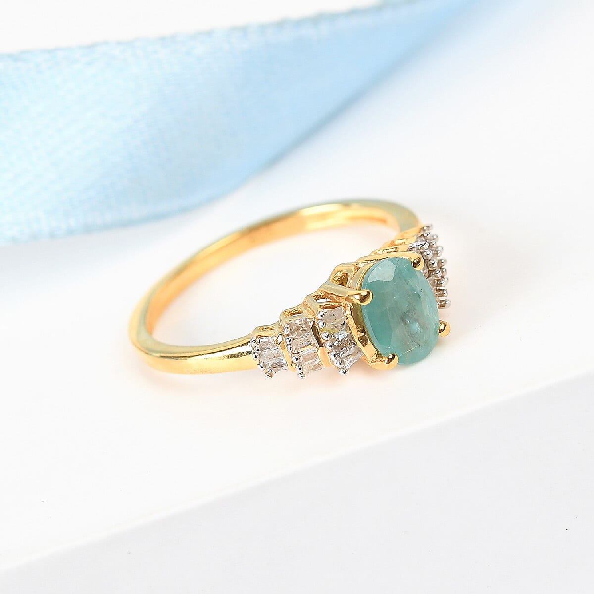 Grandidierite and Diamond Ring in 14K Gold Overlay Sterling Silver 1.00 Ct.