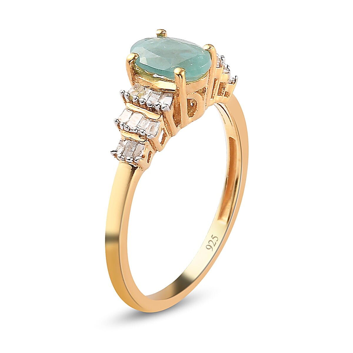 Grandidierite and Diamond Ring in 14K Gold Overlay Sterling Silver 1.00 Ct.