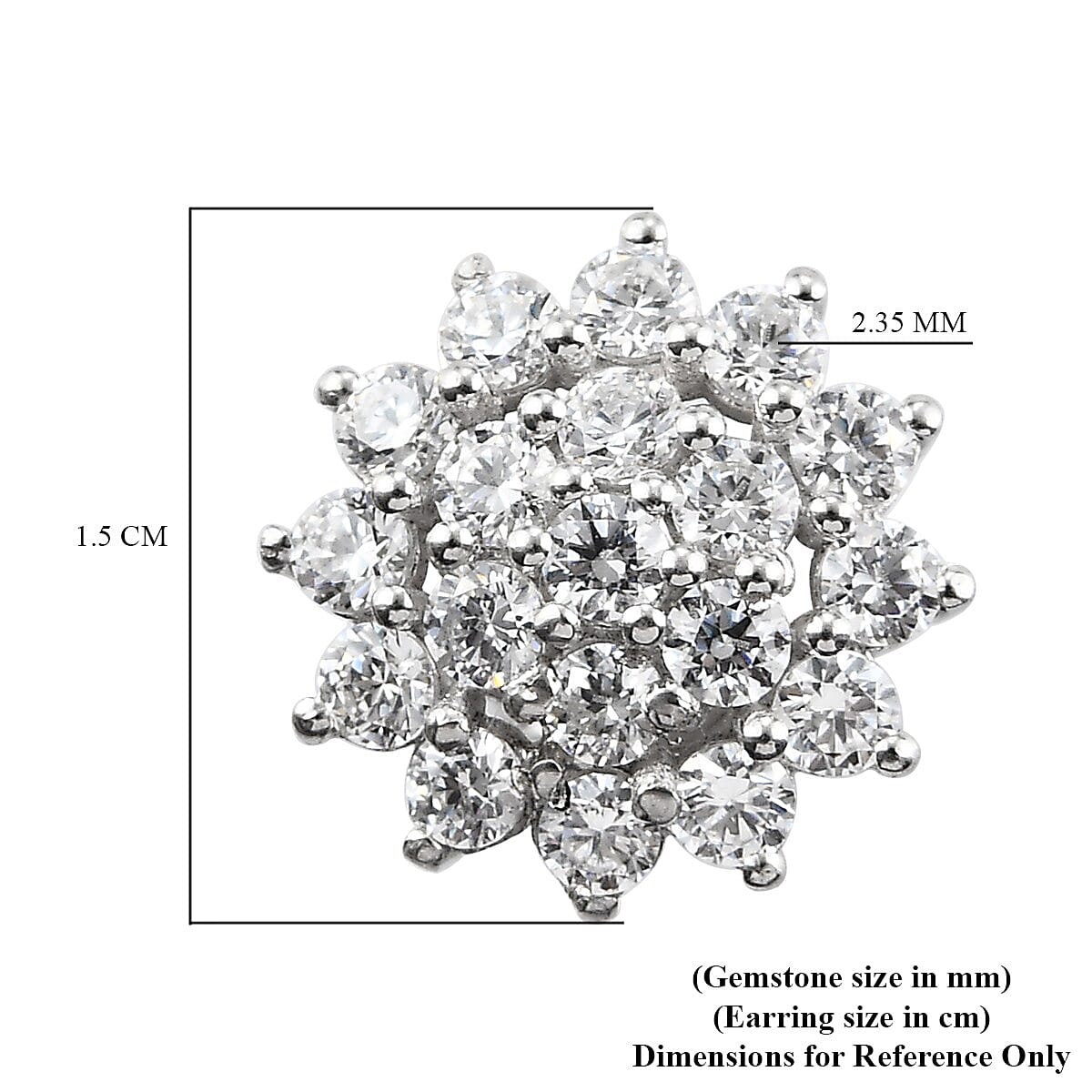 Lustro Stella Platinum Overlay Sterling Silver Cluster Floral Earrings (with Push Back) Made with Finest CZ 3.25 Ct.