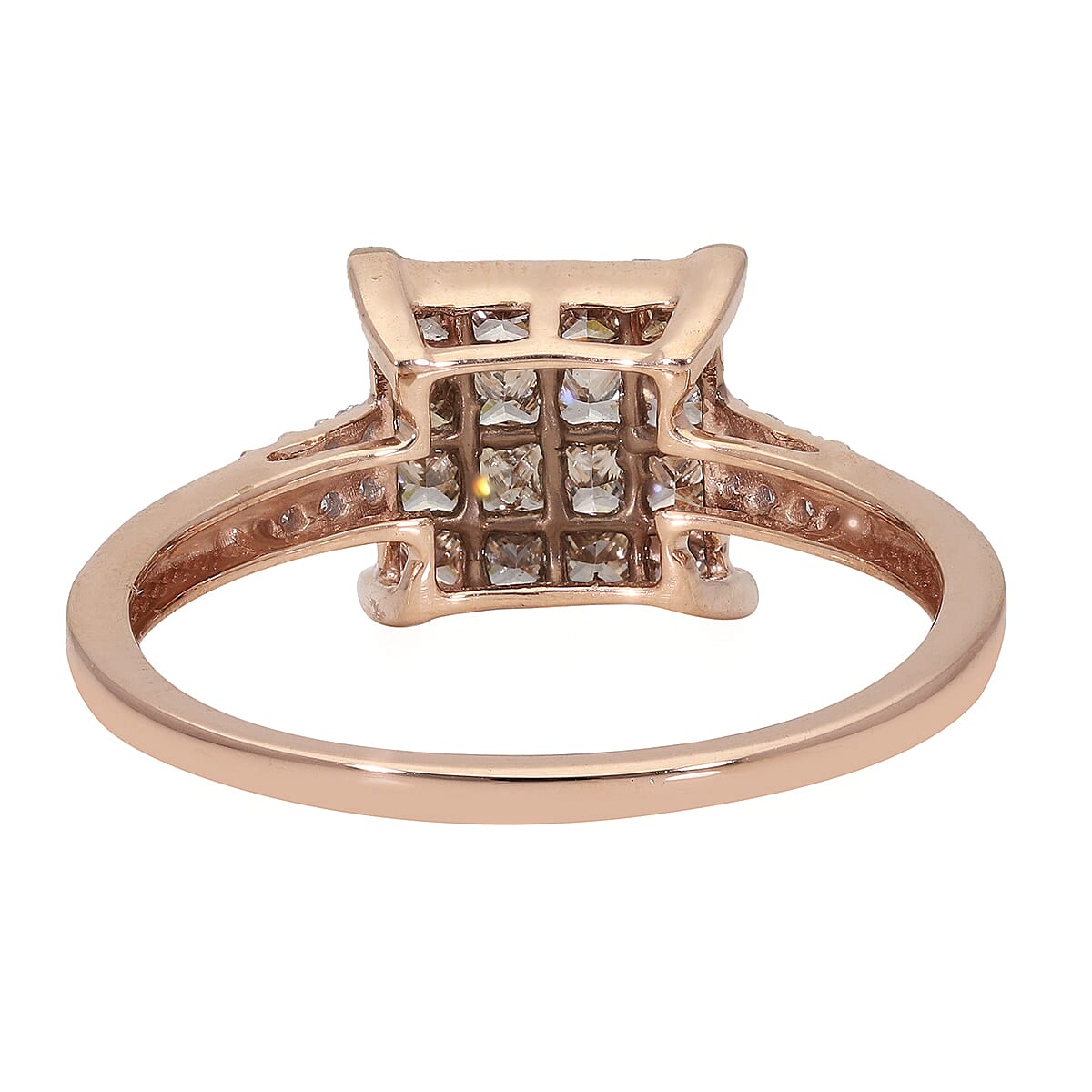 9K Rose Gold SGL Certified Natural Champagne and White Diamond (I1-I2/G-H) Ring 1.00 Ct.