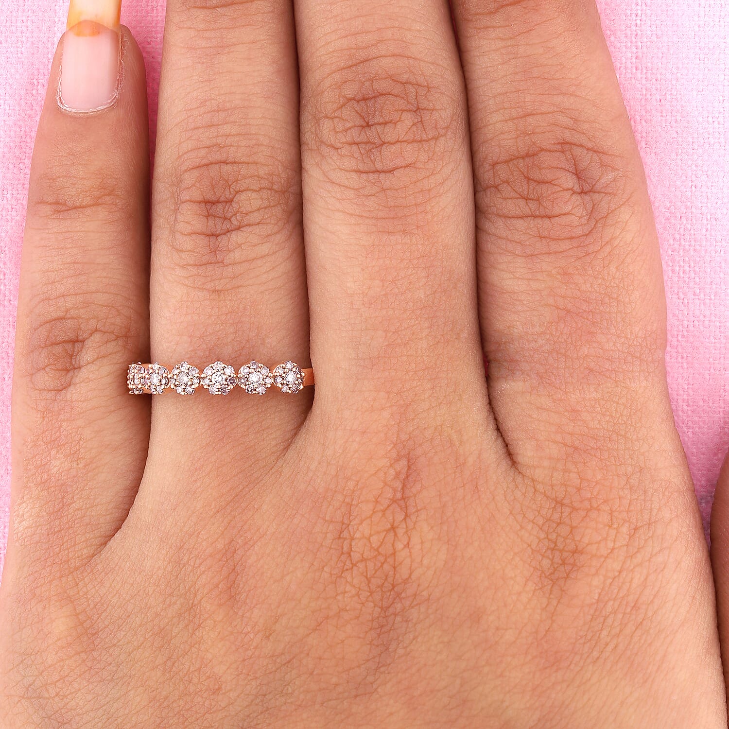 9K Rose Gold Natural Pink Diamond Ring 0.33 Ct.