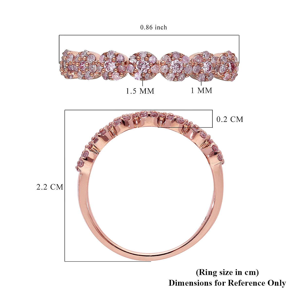 9K Rose Gold Natural Pink Diamond Ring 0.33 Ct.