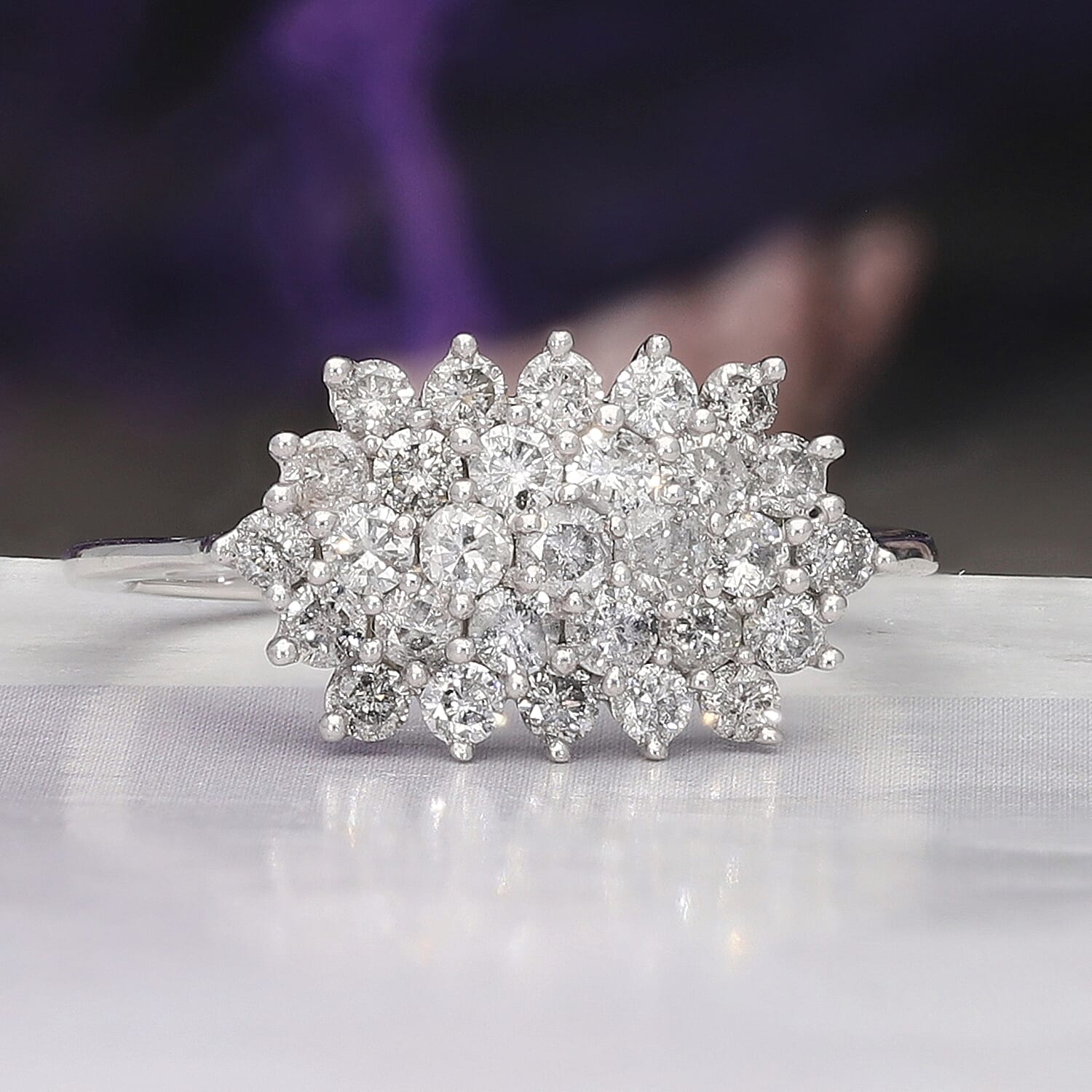 9K White Gold SGL Certified Diamond (I3-G-H) Ring 1.00 Ct.