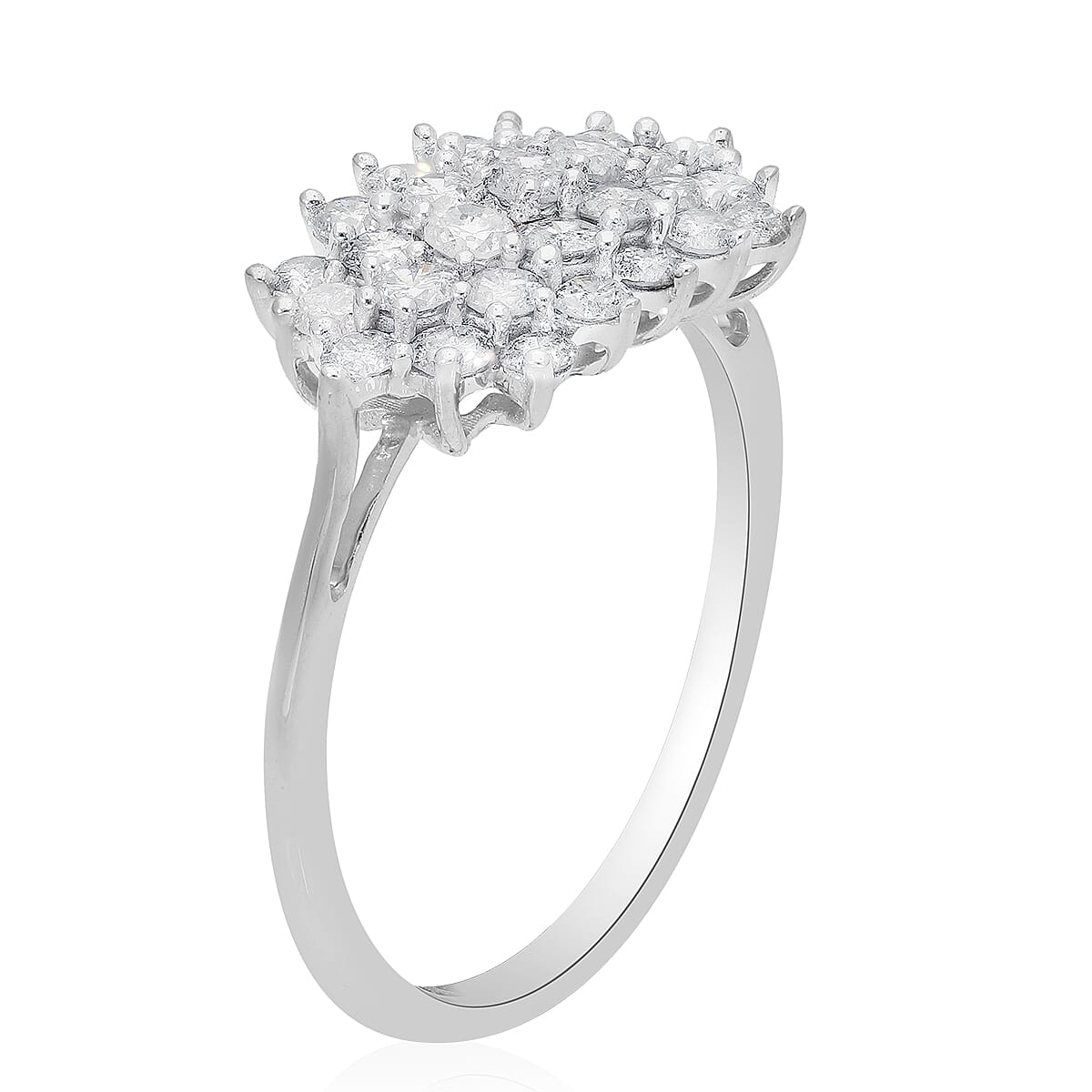 9K White Gold SGL Certified Diamond (I3-G-H) Ring 1.00 Ct.
