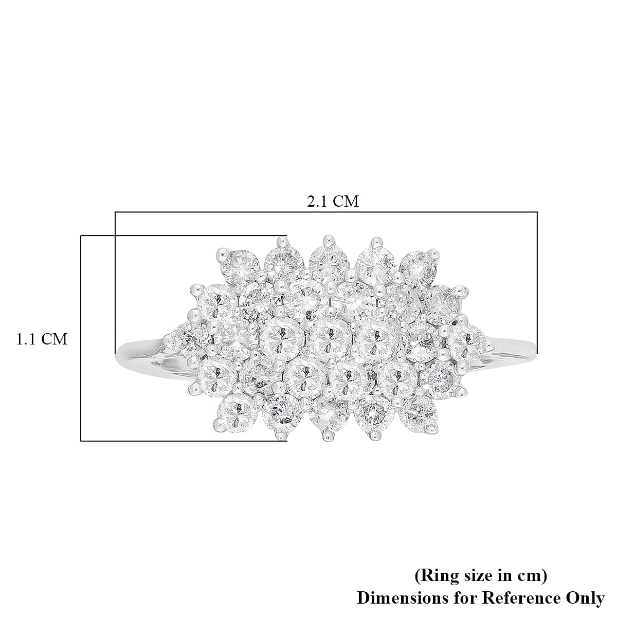 9K White Gold SGL Certified Diamond (I3-G-H) Ring 1.00 Ct.