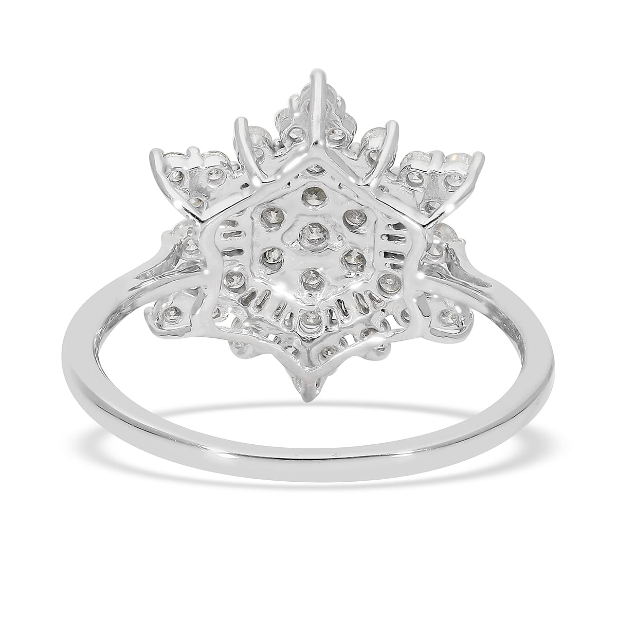 9K White Gold SGL CERTIFIED Diamond (I3-G-H) Snowflake Ring 1.00 Ct.