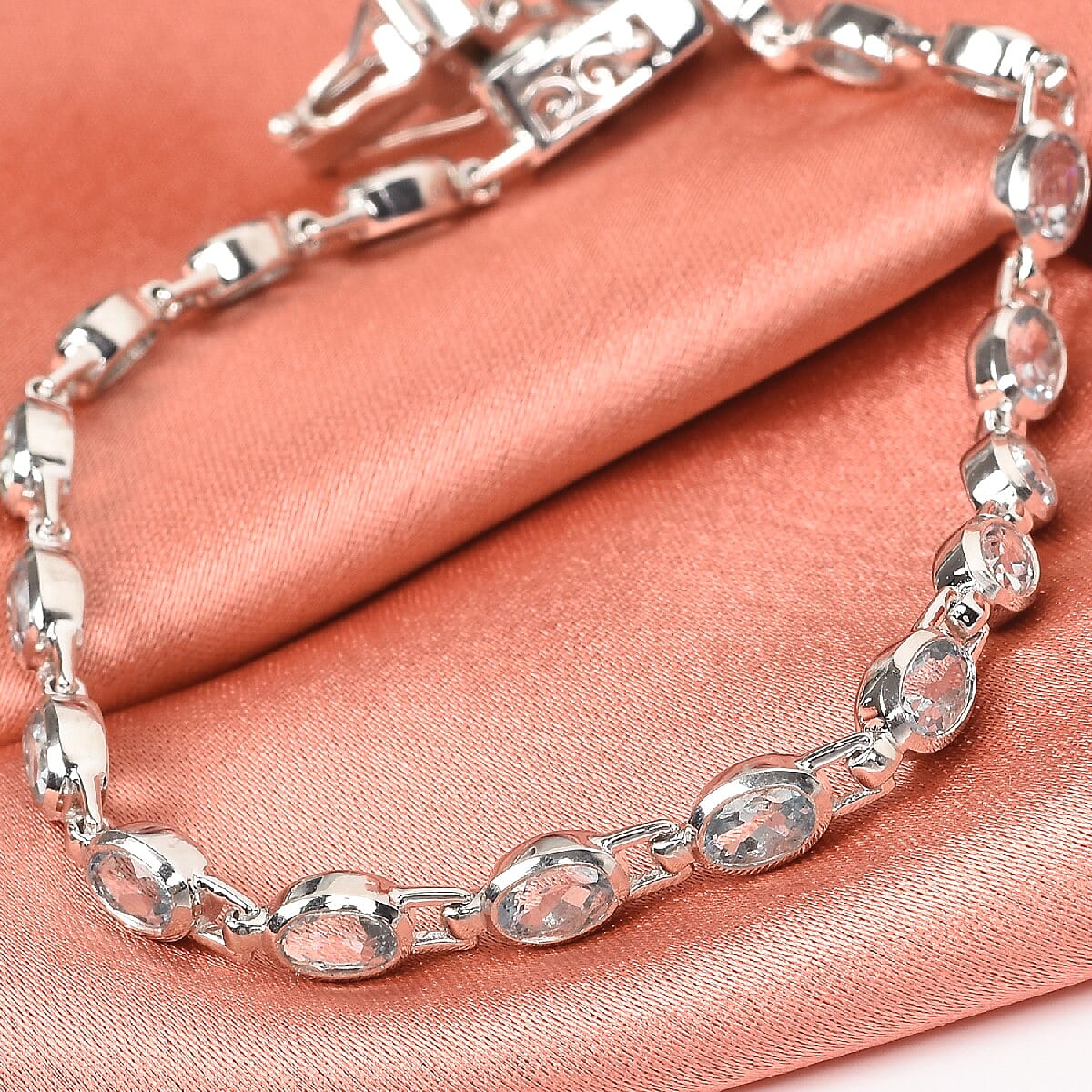 3.6 Ct. Santa Teresa Aquamarine Bracelet in Platinum Plated Sterling Silver