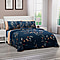 SERENITY NIGHT : 4 Piece Set Silk Quilt with Cotton Printed Cover 2 Pillow Cases Cushion Cover - Blue 