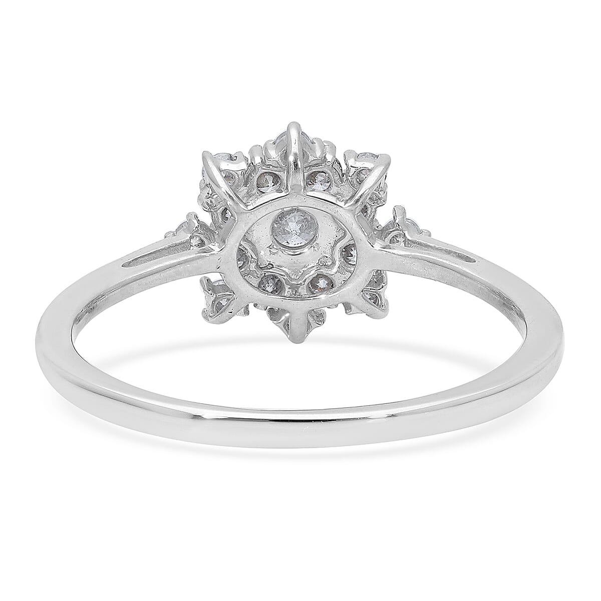 9K White Gold SGL Certified Diamond (I3-G-H) Snowflake Ring 0.50 Ct.