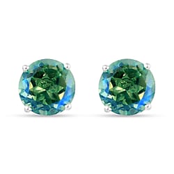 2.50 Ct.Peacock Triplet Quartz Solitaire Stud Earrings in Sterling Silver