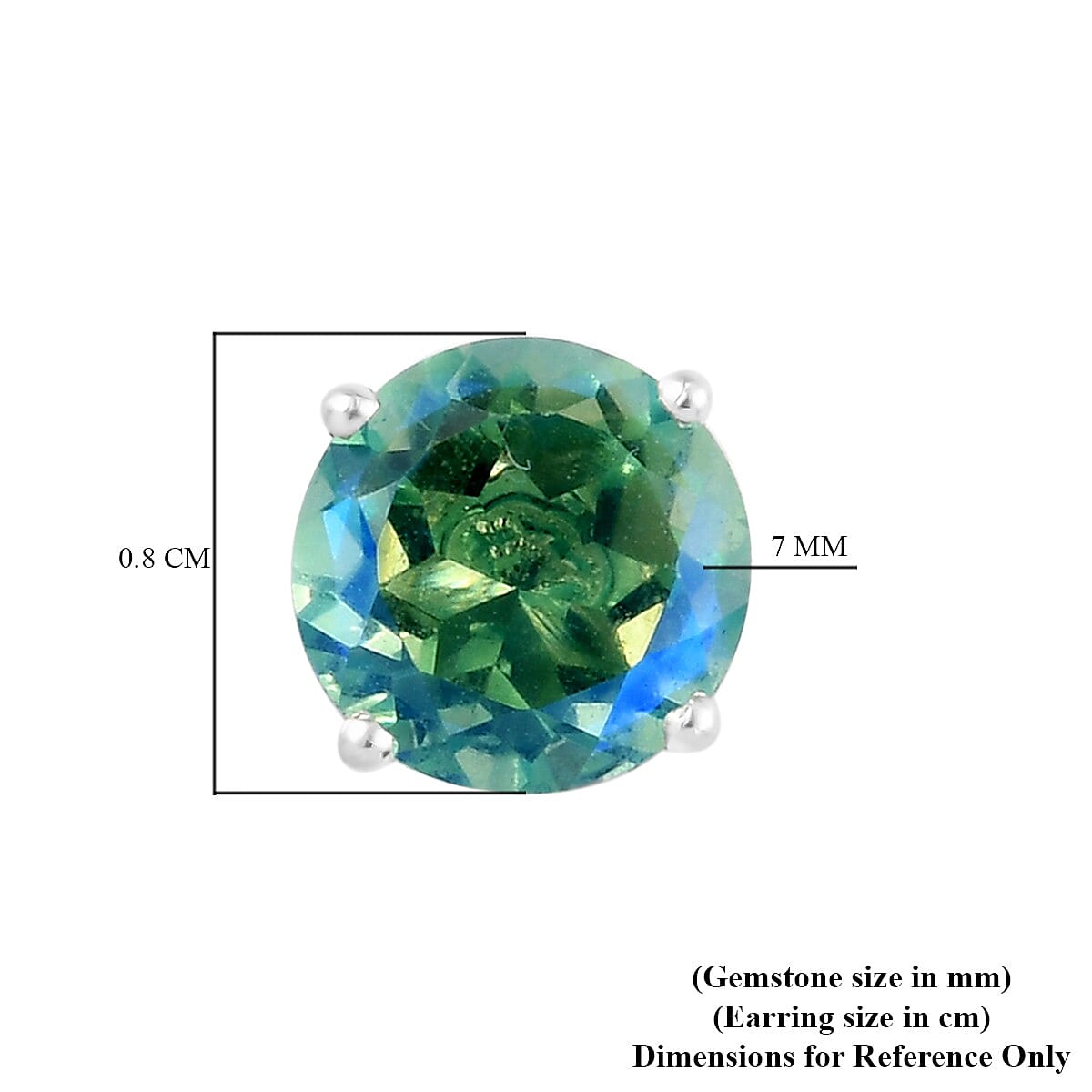 Peacock Triplet Quartz Stud Push Back Earrings in Sterling Silver 2.65 Ct.