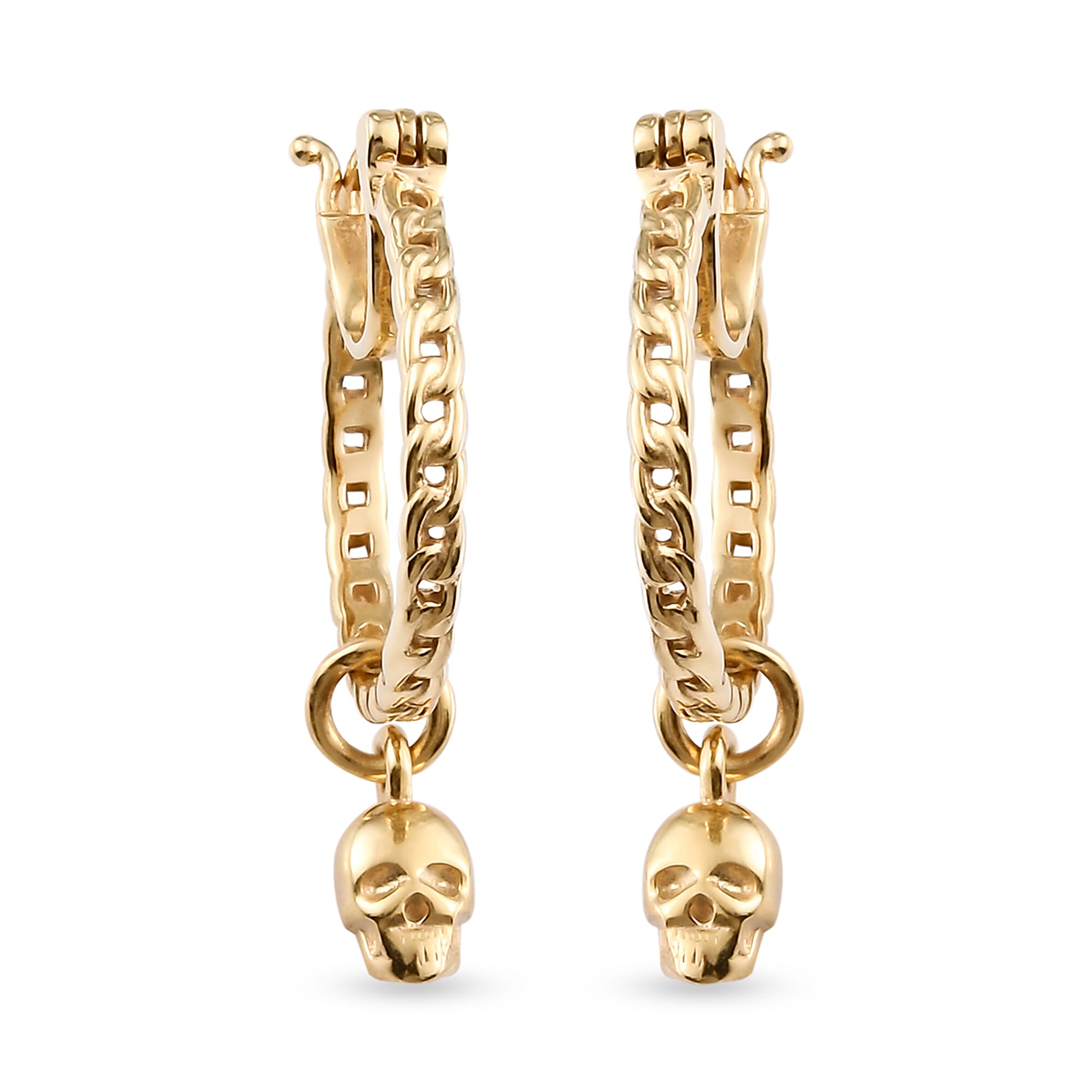 14K Gold Overlay Sterling Silver Hoop Earrings (With Clasp)