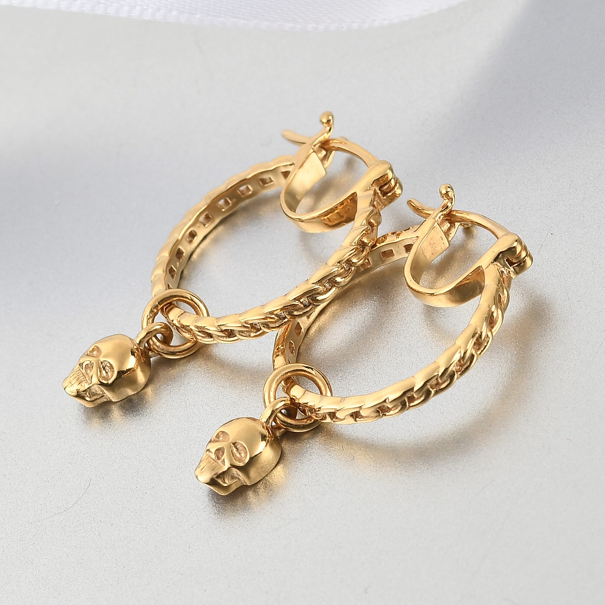 14K Gold Overlay Sterling Silver Hoop Earrings (With Clasp)