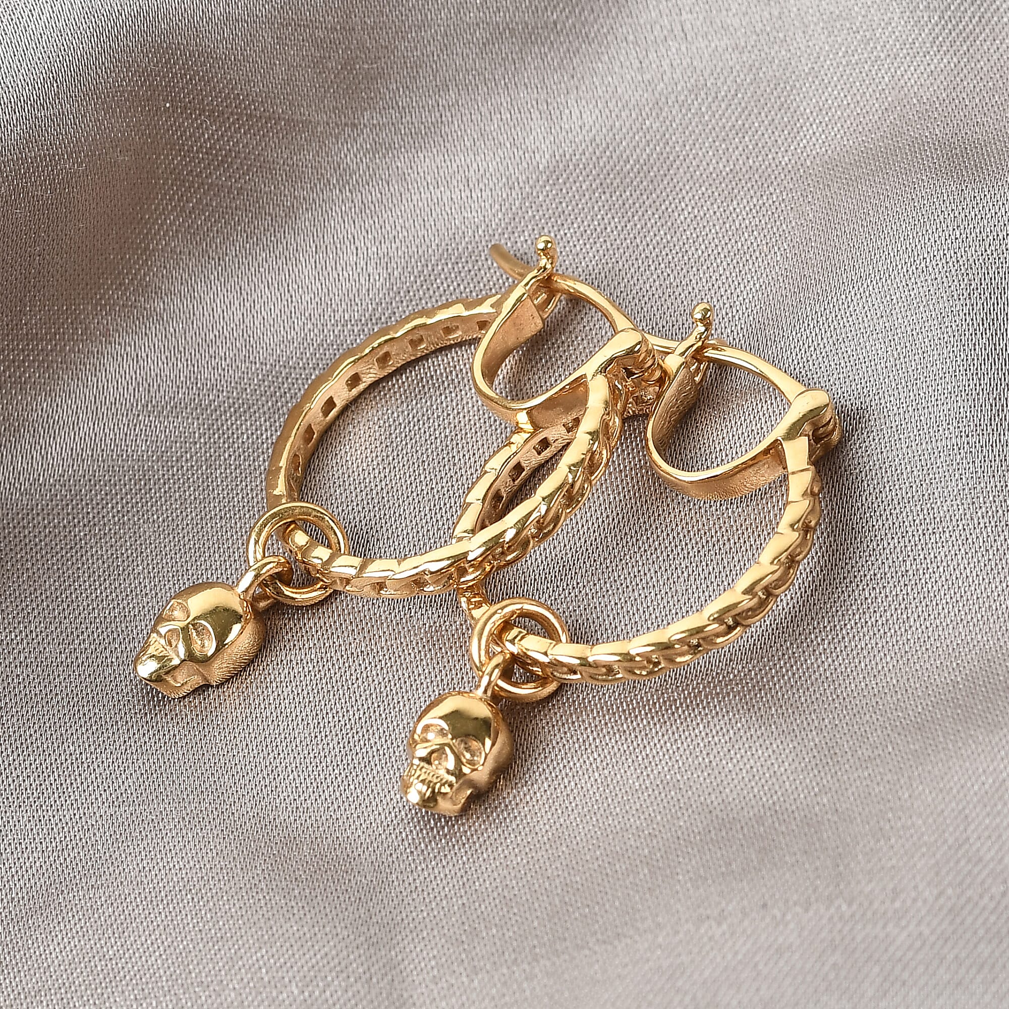 14K Gold Overlay Sterling Silver Hoop Earrings (With Clasp)