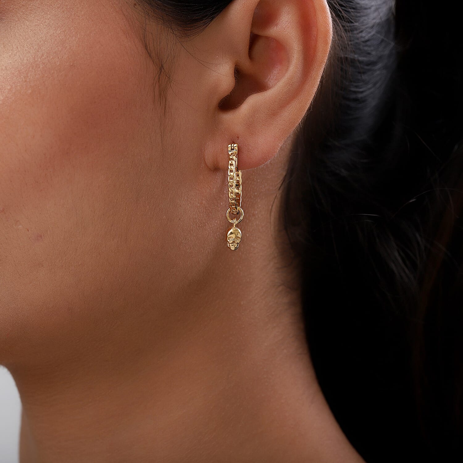 14K Gold Overlay Sterling Silver Hoop Earrings (With Clasp)