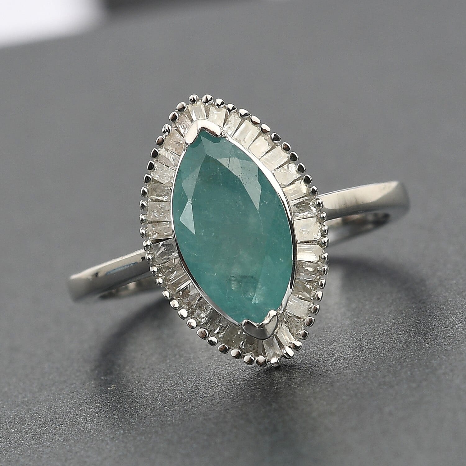 Grandidierite and Diamond Ring in Platinum Overlay Sterling Silver 2.00 Ct.