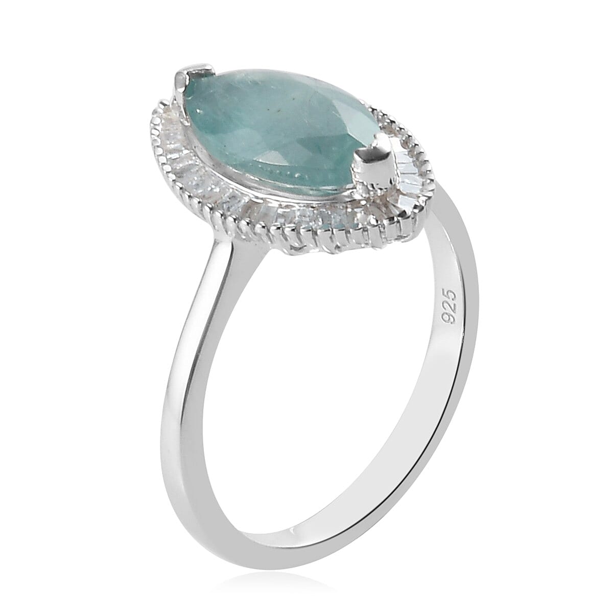Grandidierite and Diamond Ring in Platinum Overlay Sterling Silver 2.00 Ct.