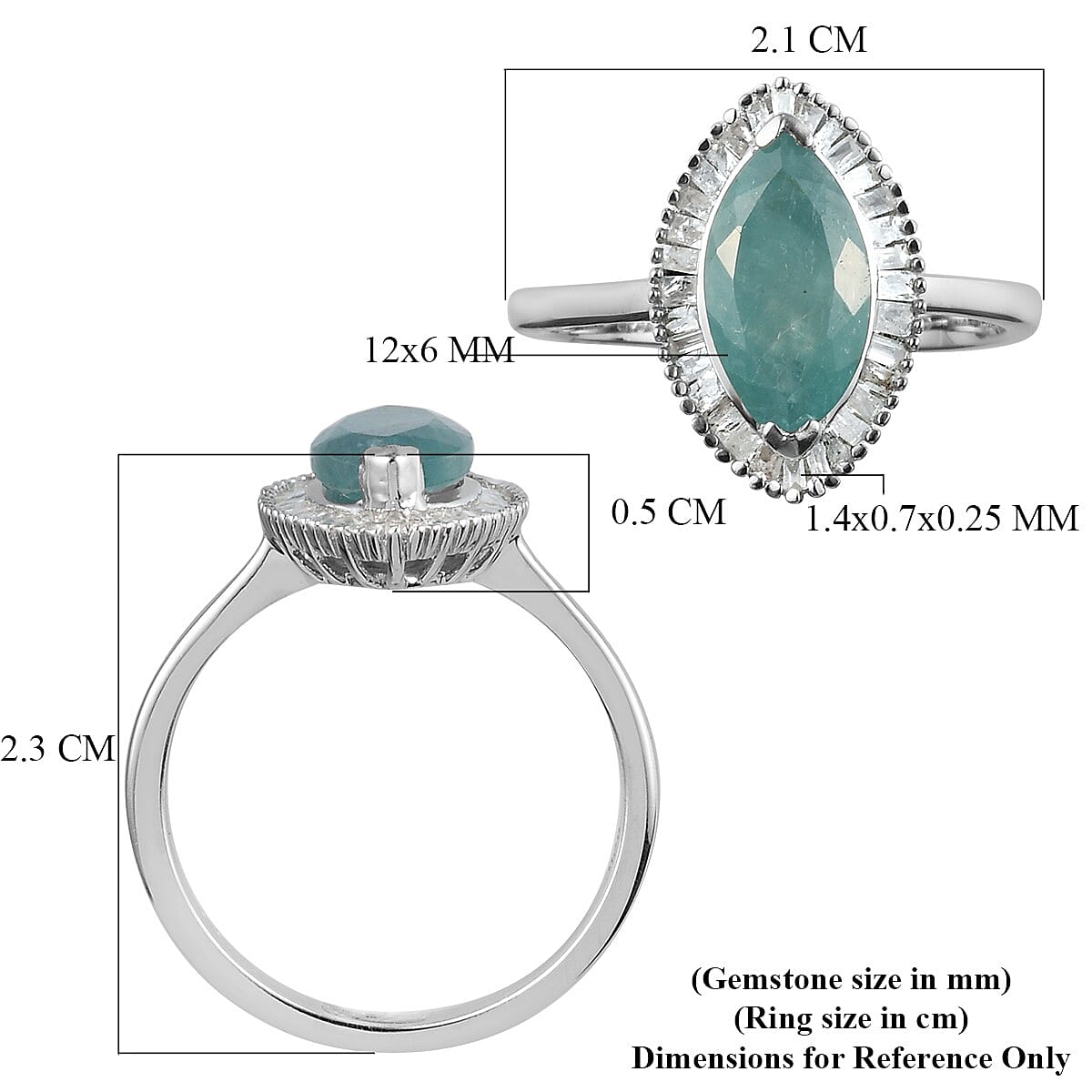 Grandidierite and Diamond Ring in Platinum Overlay Sterling Silver 2.00 Ct.