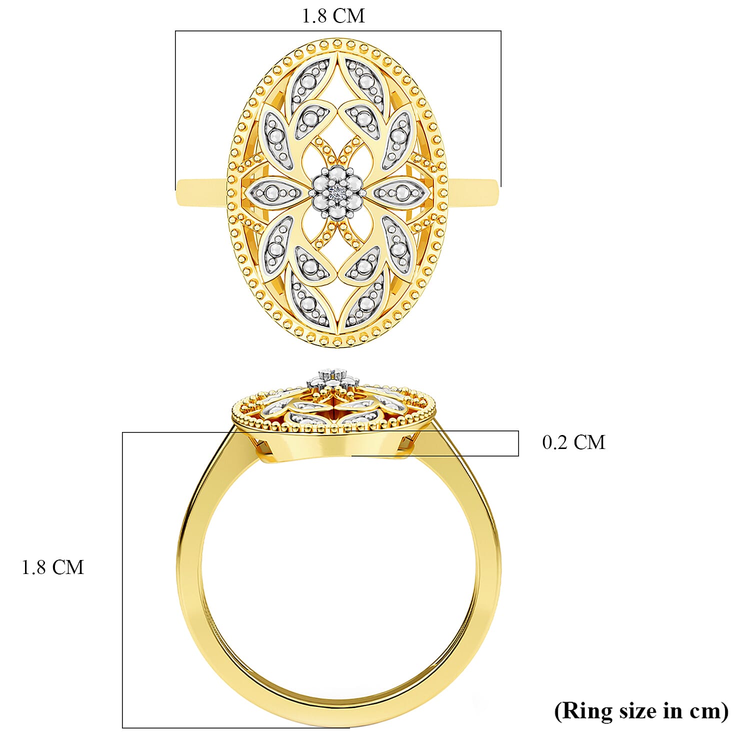 Diamond Ring in 18K Vermeil Yellow Gold Plated Sterling Silver Diamond Ring in 18K Vermeil Yellow Gold Plated Sterling Silver