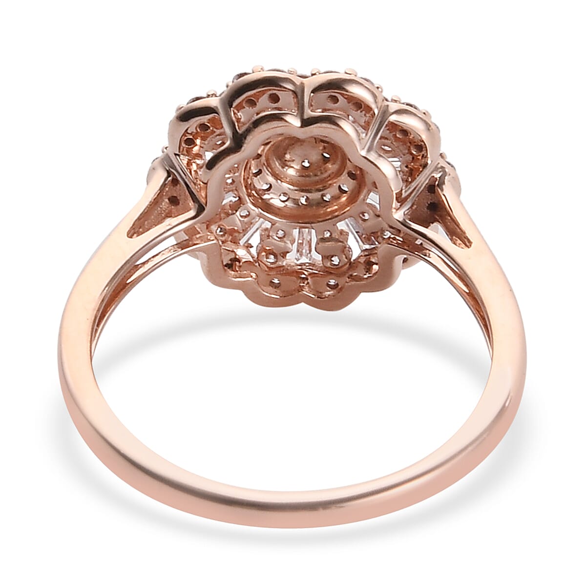 9K Rose Gold Pink Diamond Floral Cluster Ring 0.50 Ct.
