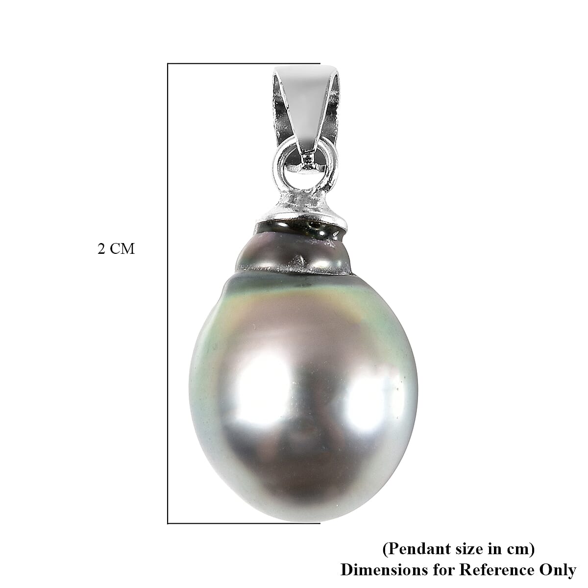 Tahitian Pearl Pendant in Rhodium Overlay Sterling Silver