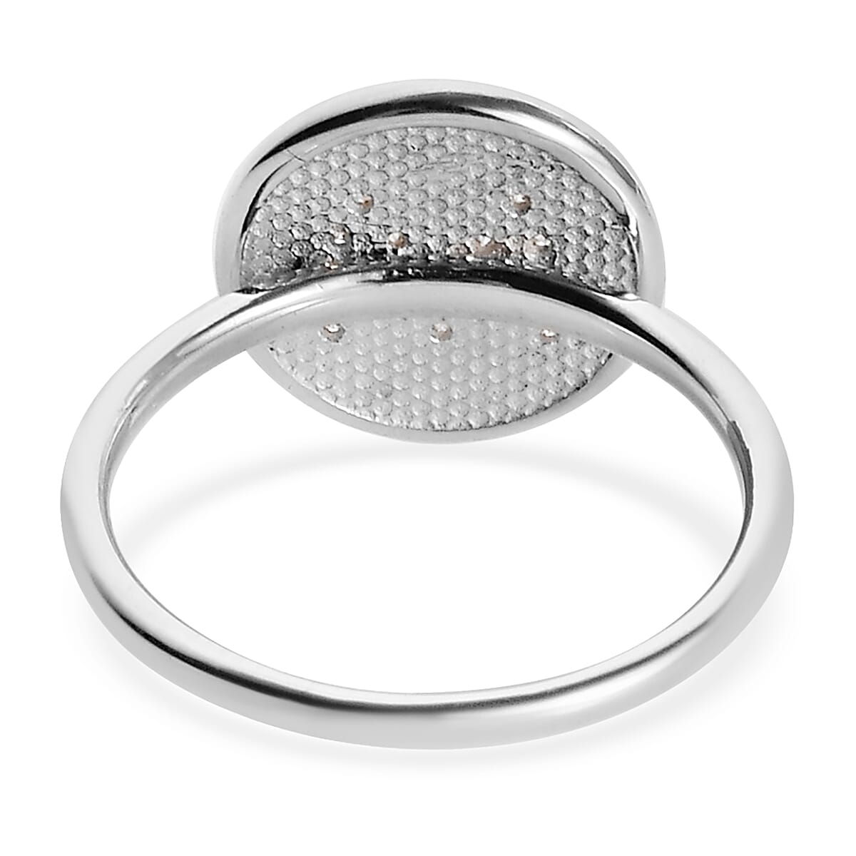 Diamond Initial-M Ring in Platinum Overlay Sterling Silver