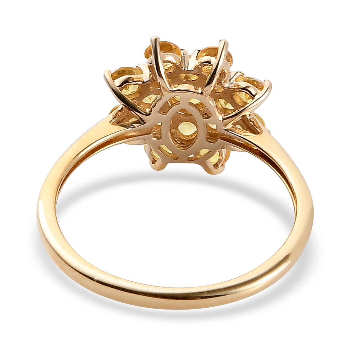 9K Yellow Gold Yellow Sapphire Cluster Floral Ring 1.06 Ct.
