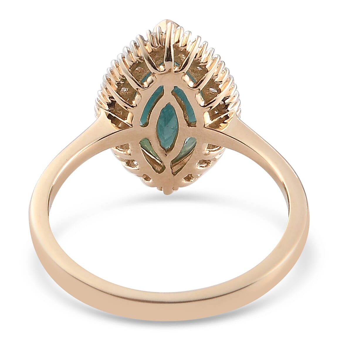 9K Yellow Gold AAA Grandidierite and Diamond Halo Ring 1.95 Ct.