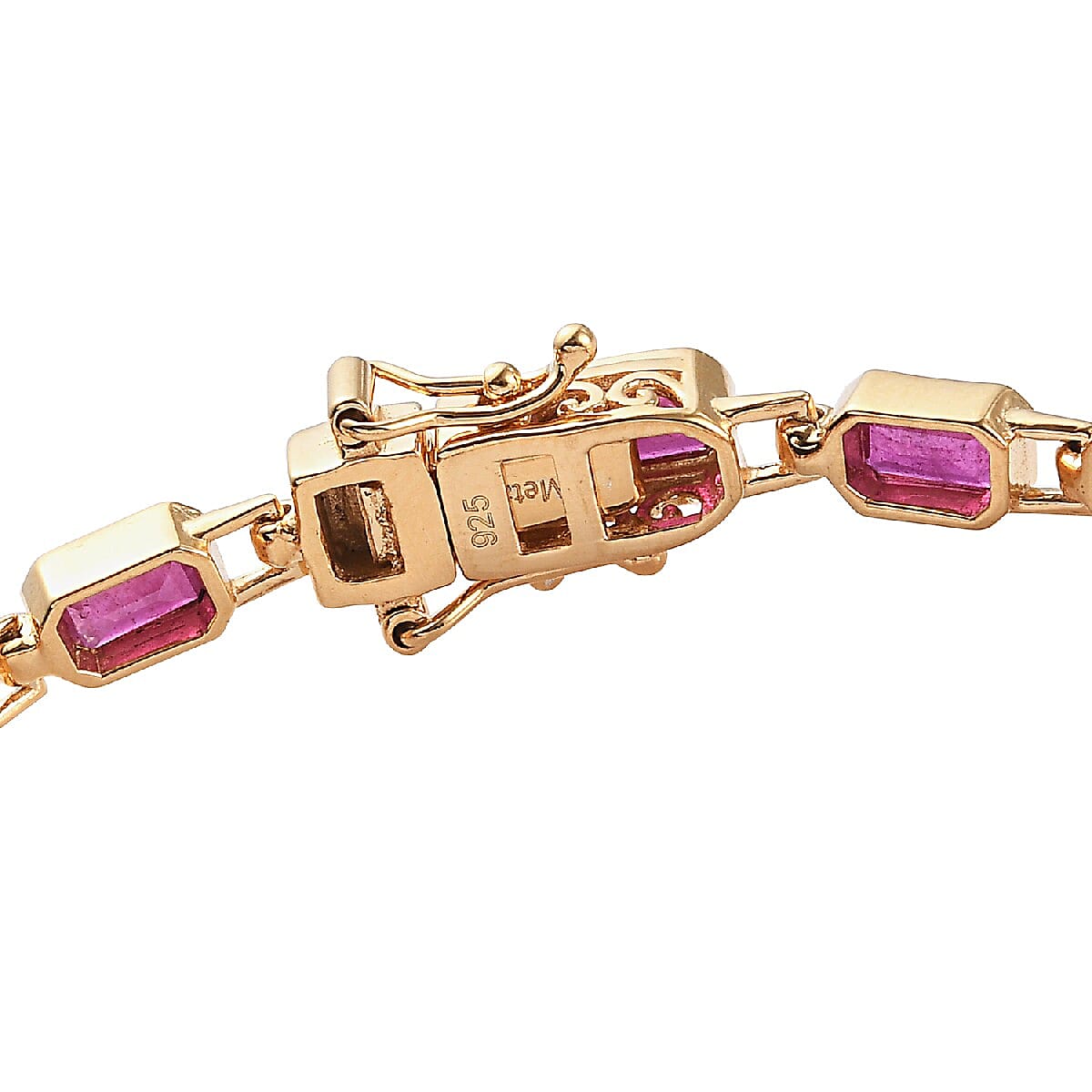 African Ruby Line Bracelet (Size 7) in 14K Gold Overlay Sterling Silver 8.12 Ct, Silver wt. 9.10 Gms