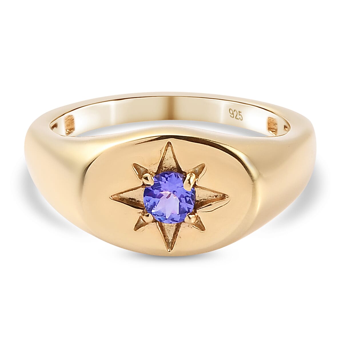 Tanzanite Star Signet Ring in 14K Gold Overlay Sterling Silver