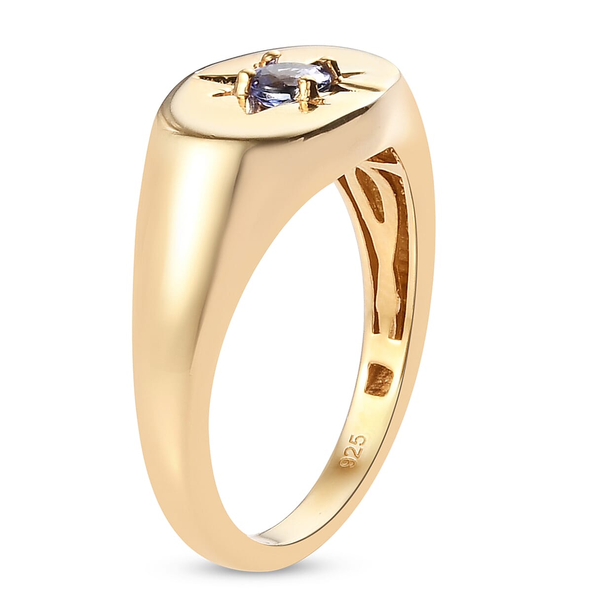 Tanzanite Star Signet Ring in 14K Gold Overlay Sterling Silver