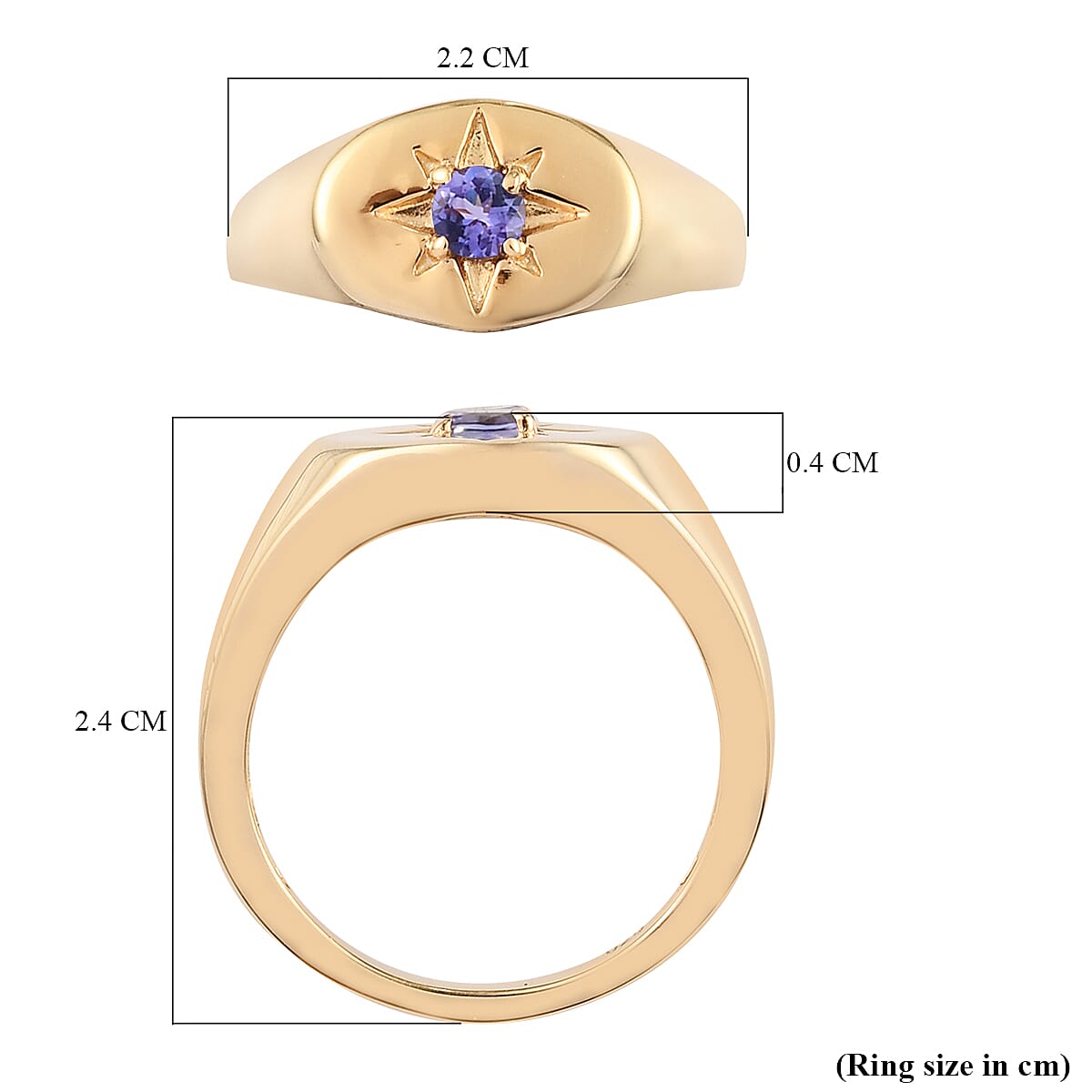 Tanzanite Star Signet Ring in 14K Gold Overlay Sterling Silver