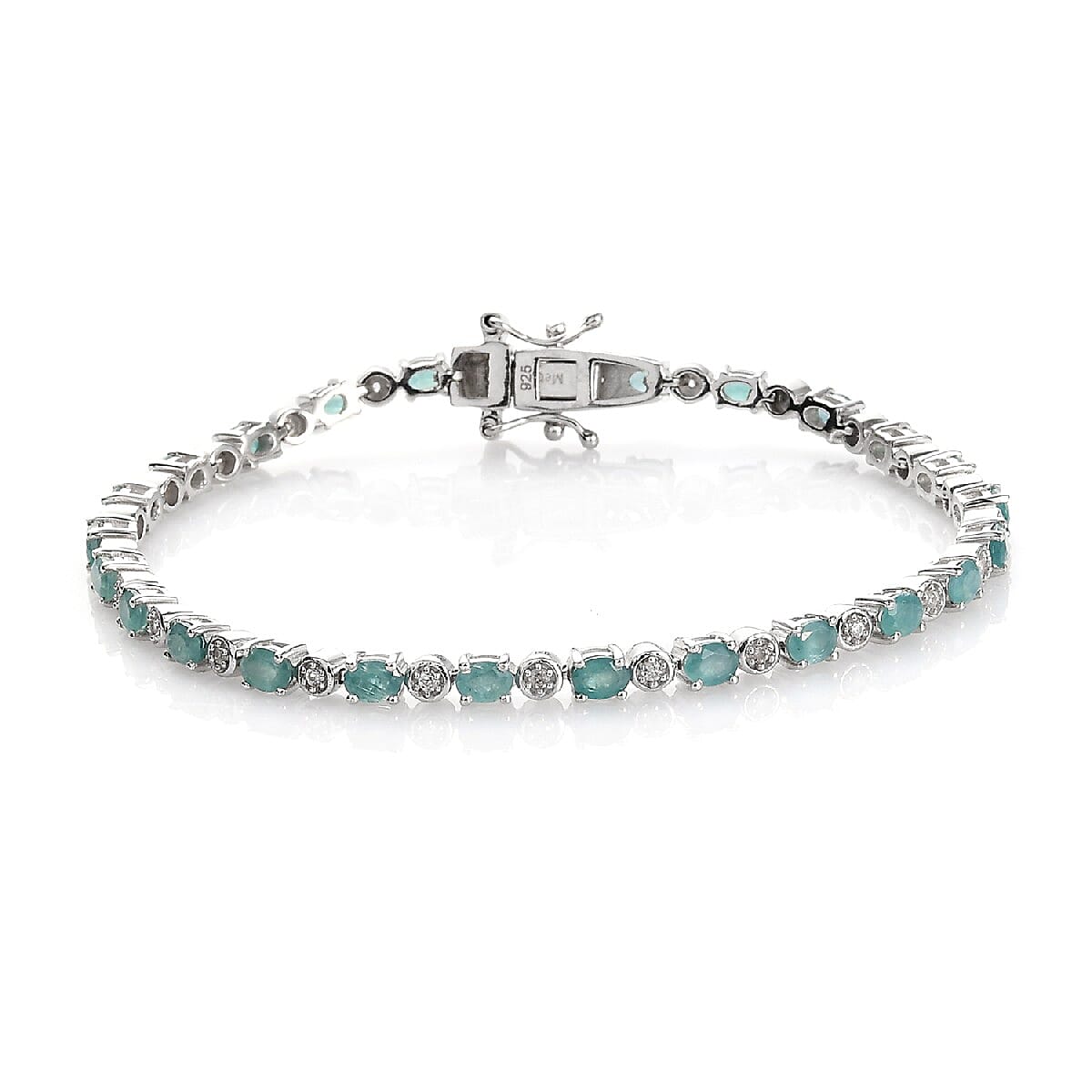 Grandidierite and Natural Cambodian Zircon Bracelet (Size 7.5) in Platinum Overlay Sterling Silver 4.59 Ct, Silver wt. 9.30 Gms