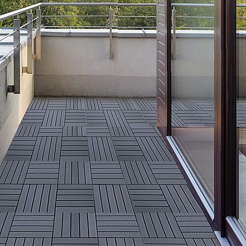 Set of 11 - Decking Tiles in Black Colour (Size 29.5x29.5x1.5 Cm)