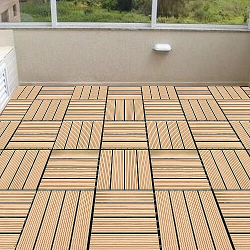 Set of 11 - Decking Tiles in Light Brown Colour (Size 29.5x29.5x1.5 Cm)