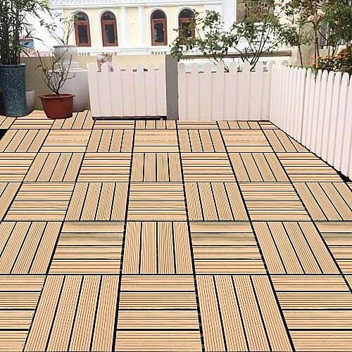 Set of 11 - Decking Tiles in Light Brown Colour (Size 29.5x29.5x1.5 Cm)