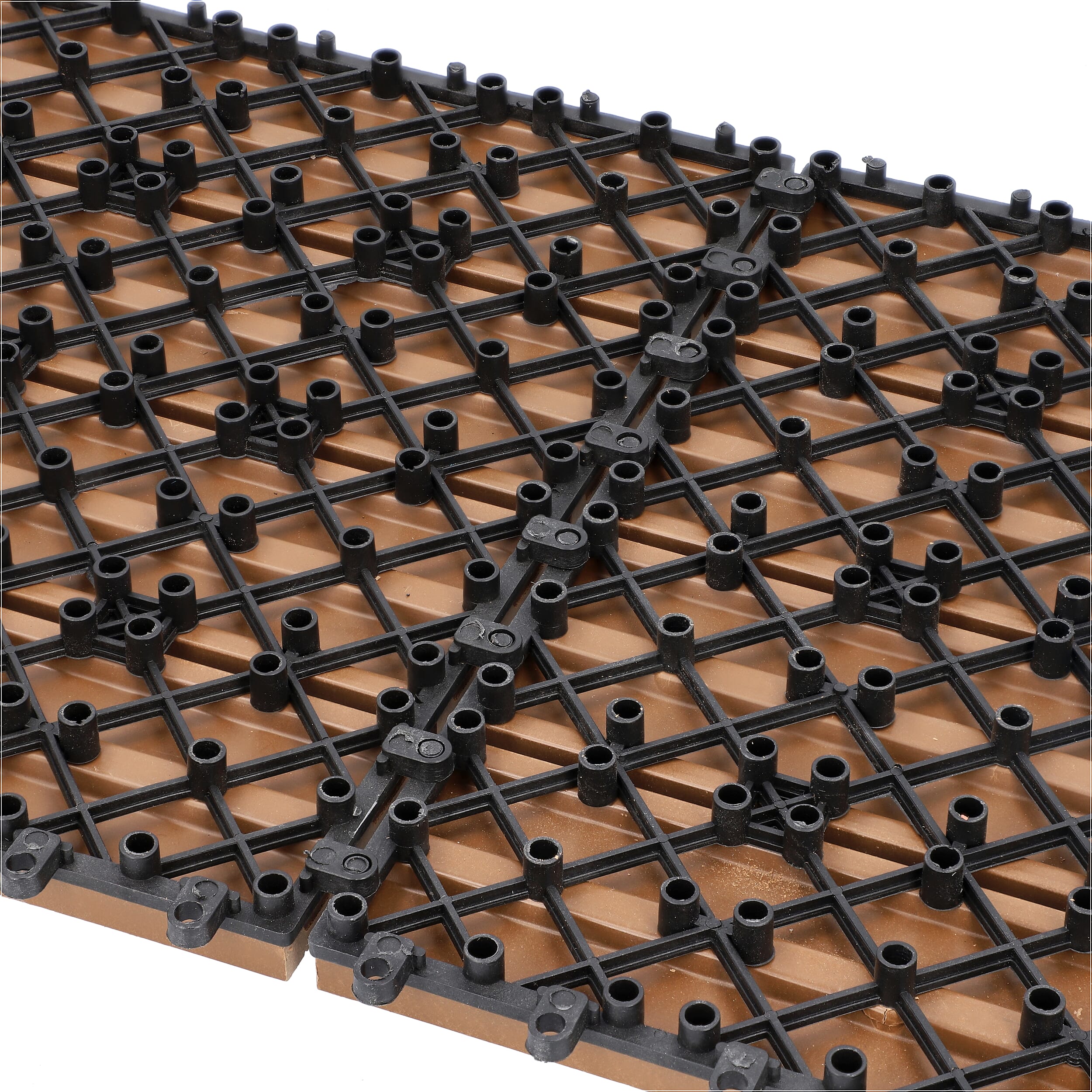 Set of 11 - Decking Tiles in Light Brown Colour (Size 29.5x29.5x1.5 Cm)