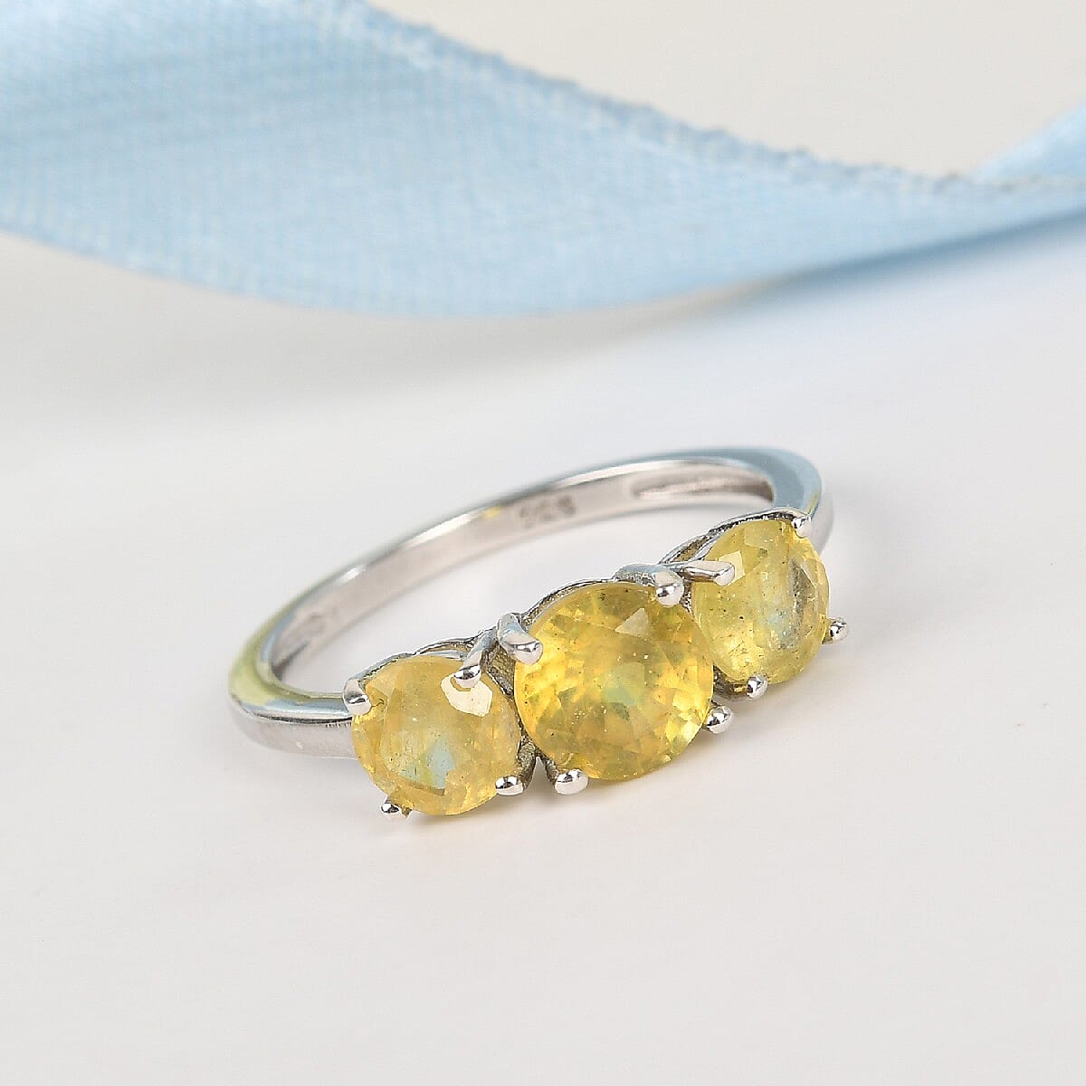 TJC Launch- Rayong Yellow Sapphire Ring in Platinum Overlay Sterling Silver 2.40 Ct.
